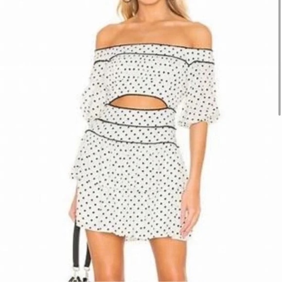Lovers + Friends Dresses & Skirts - Lovers and Friends Louis Off-Shoulder Polka Dot Dress Size XXS